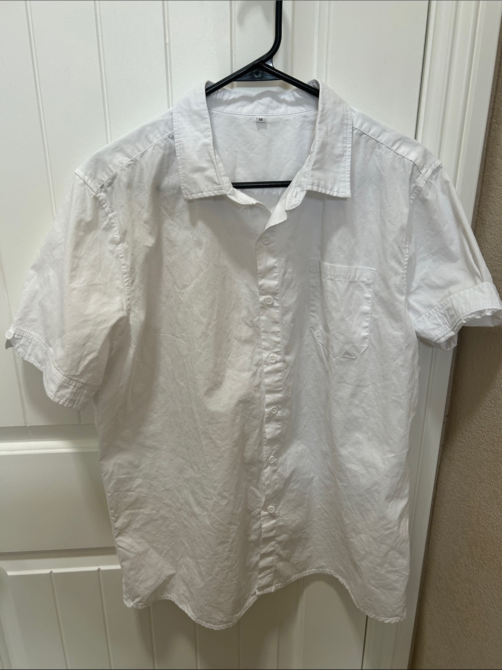 Classic White Short-Sleeve Men's Button-Up Shirt